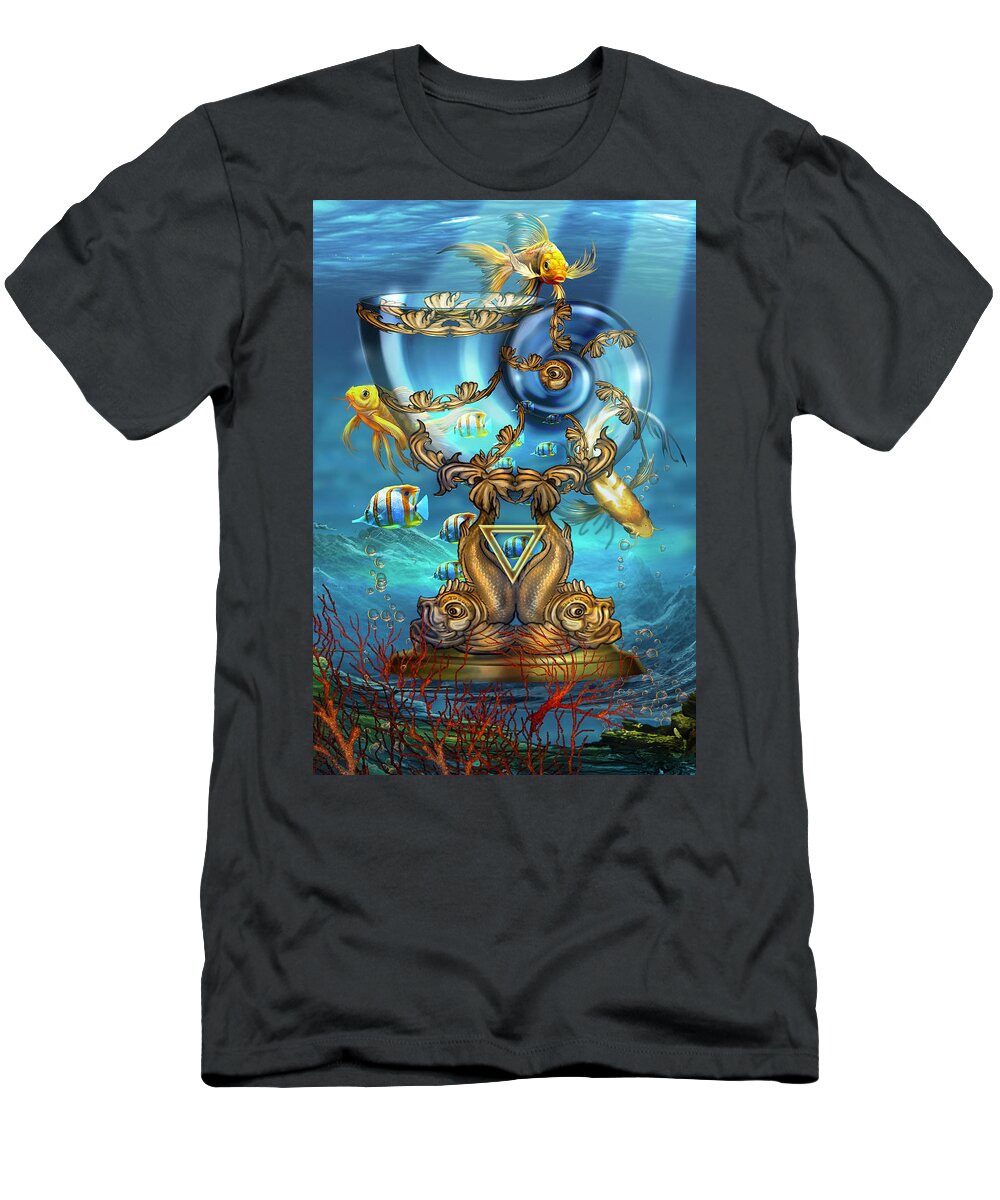  T-Shirt featuring the digital art Ace Of Cups Mystic Palette Tarot by Ciro Marchetti