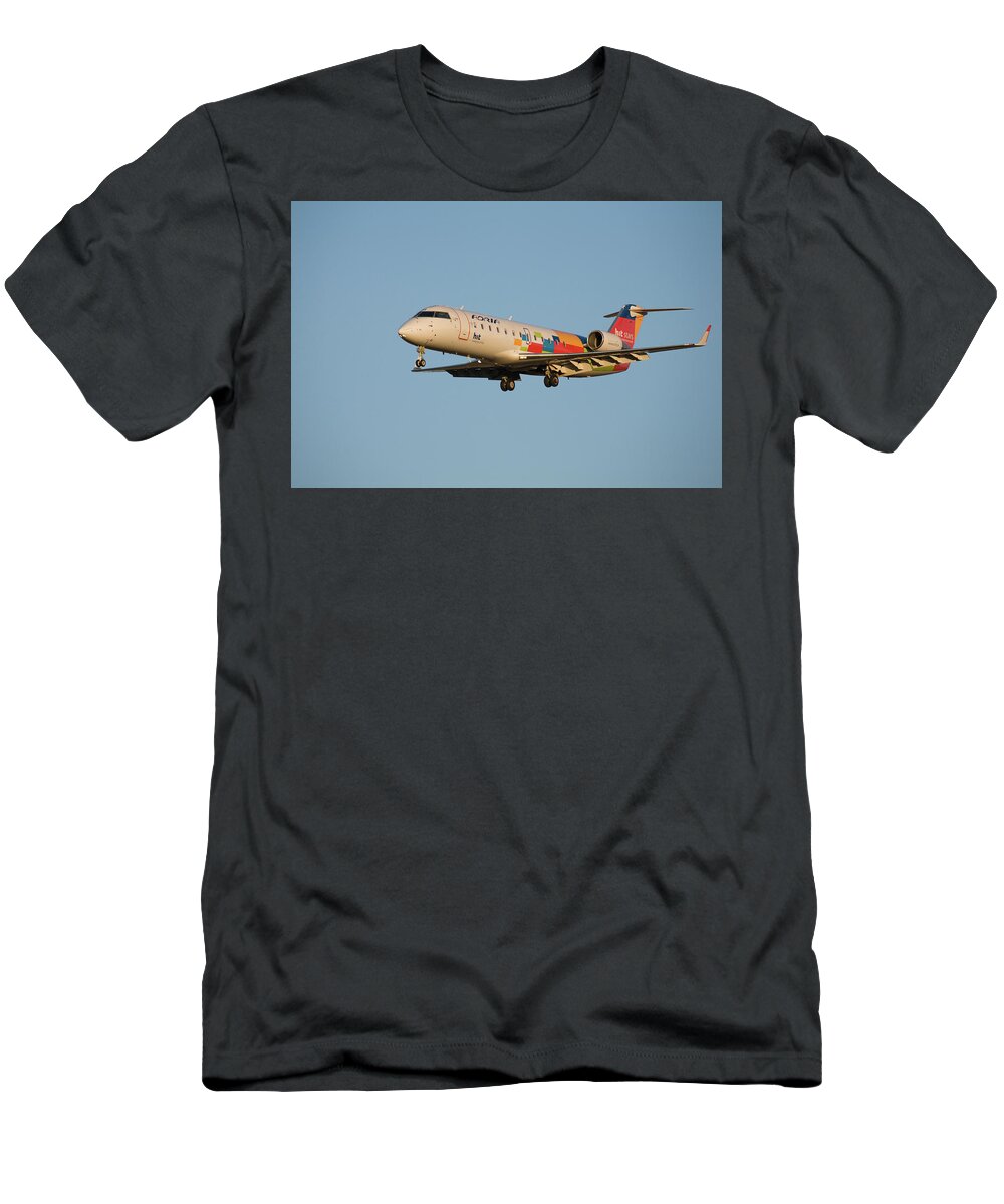 Plane T-Shirt featuring the photograph Adria Aircraft landing at Ljubljana Joze Pucnik Airport, Brnik, by Ian Middleton