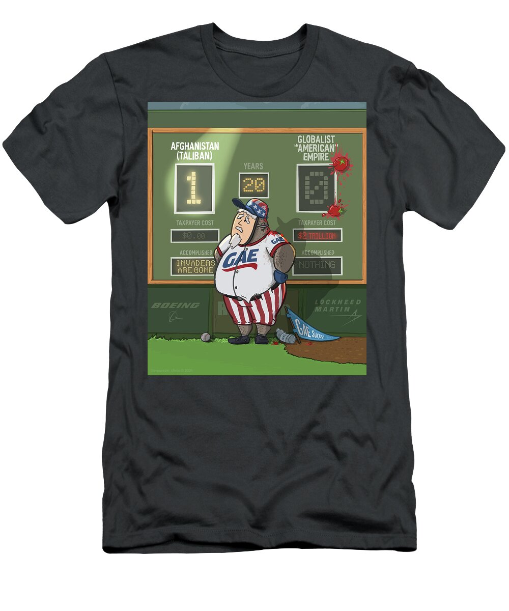Gae T-Shirt featuring the digital art Afghanistan vs Globalist American Empire by Emerson Design