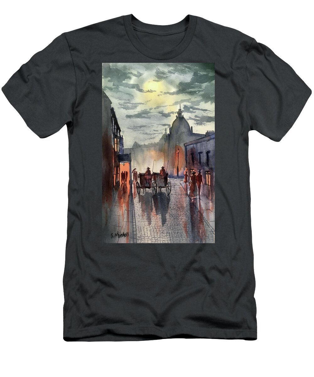 Watercolour T-Shirt featuring the painting After the Show - Call a Cab by Glenn Marshall