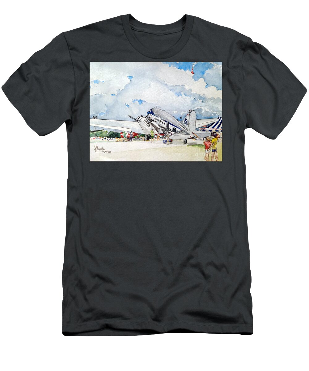 Airshow T-Shirt featuring the painting Airshow by Merana Cadorette