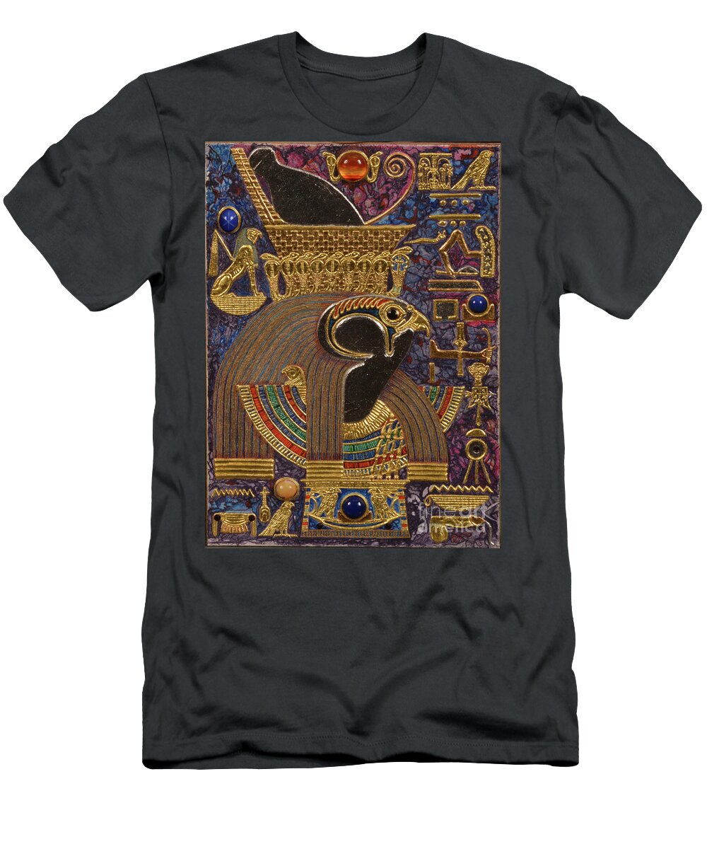 Ancient T-Shirt featuring the mixed media Akem Shield of Heru Who Unites the Two Lands by Ptahmassu Nofra-Uaa