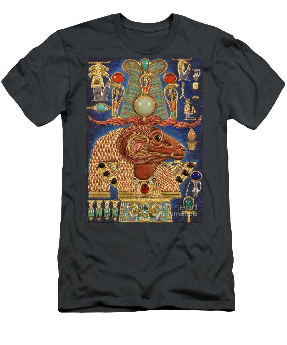 Ancient T-Shirt featuring the mixed media Akem-Shield of Khnum-Ptah-Tatenen and the Egg of Creation by Ptahmassu Nofra-Uaa