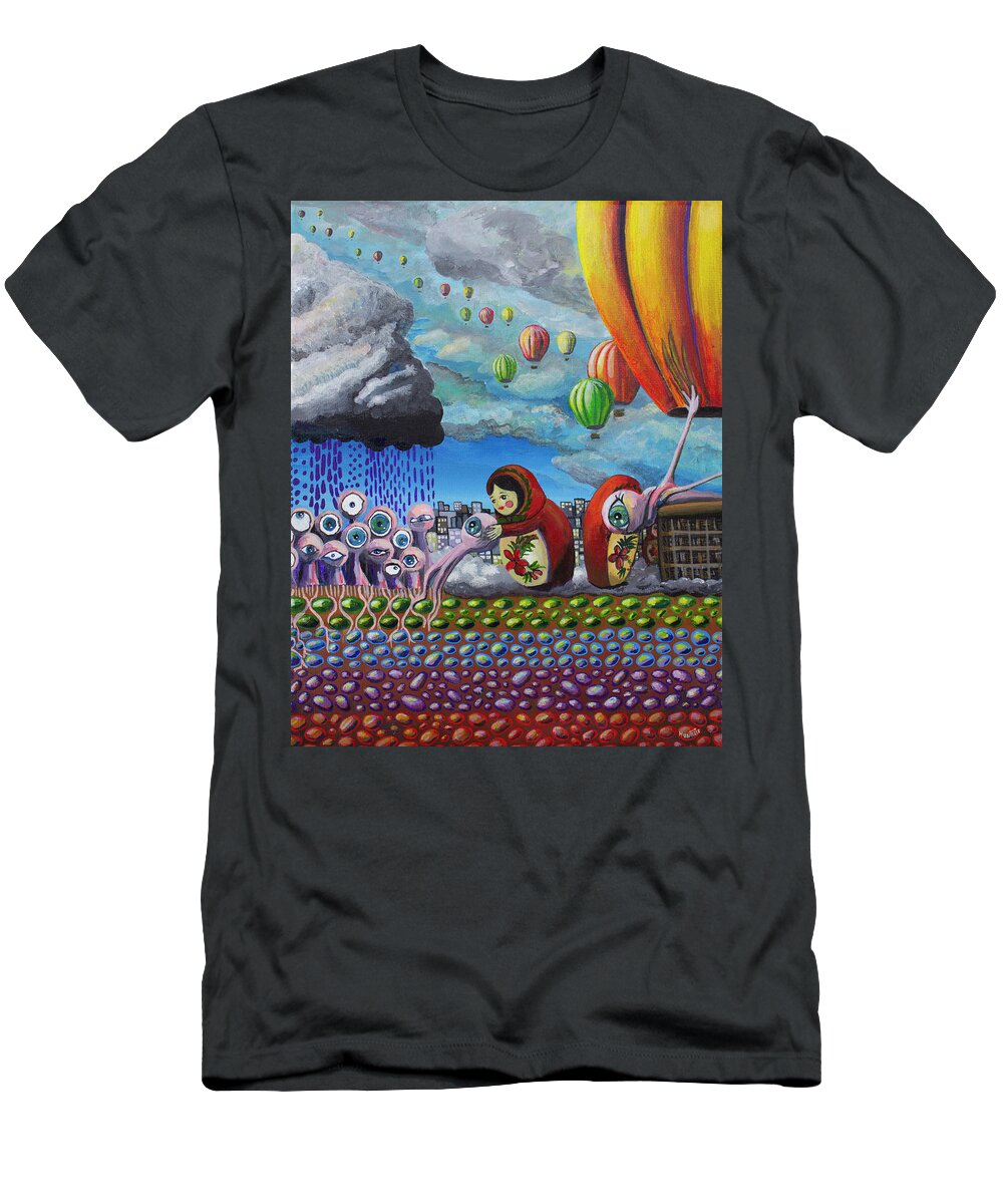 Wake T-Shirt featuring the painting Alarm Clock by Mindy Huntress