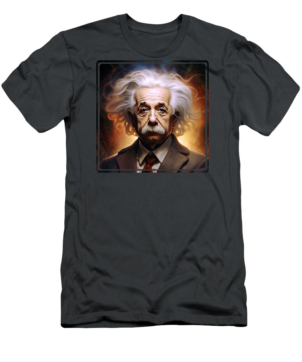 Albert Einstein T-Shirt featuring the digital art Albert Einstein Portrait 2 by Mark Ashkenazi