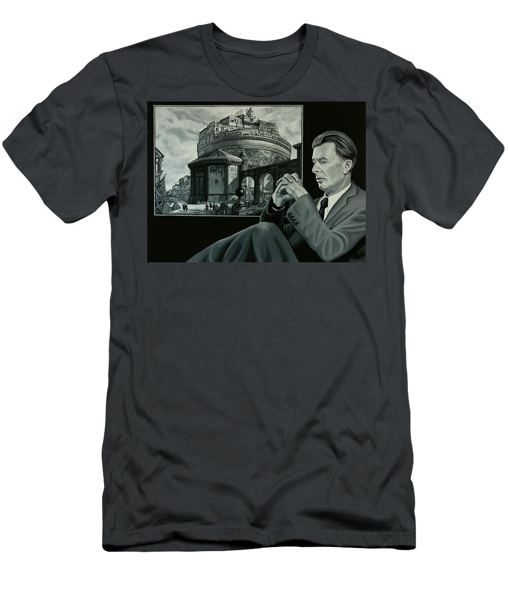 Piranesi T-Shirt featuring the painting Aldous Huxley and Piranesi Painting by Paul Meijering