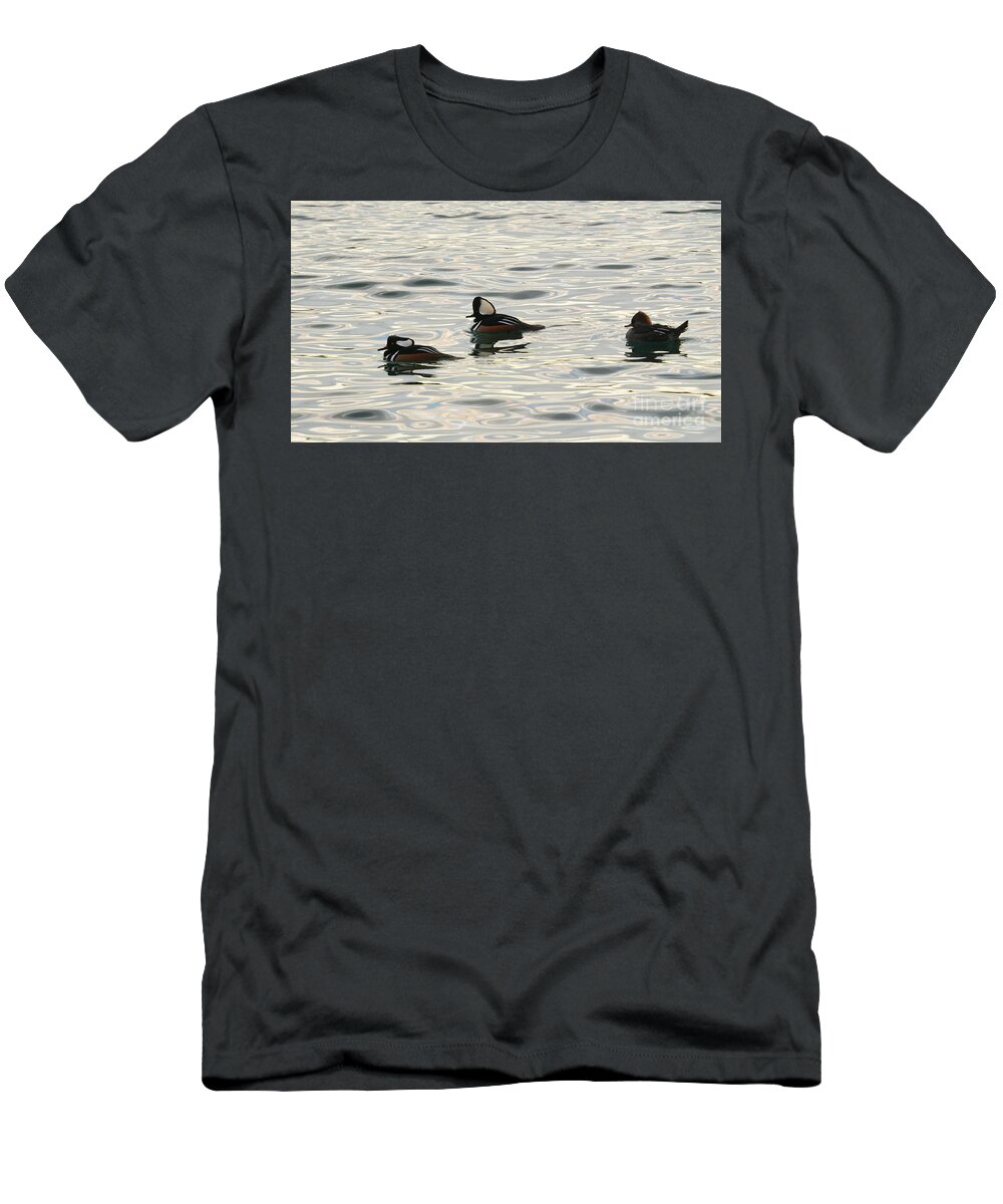 Hooded Mergansers T-Shirt featuring the photograph All in the Family by fototaker Tony