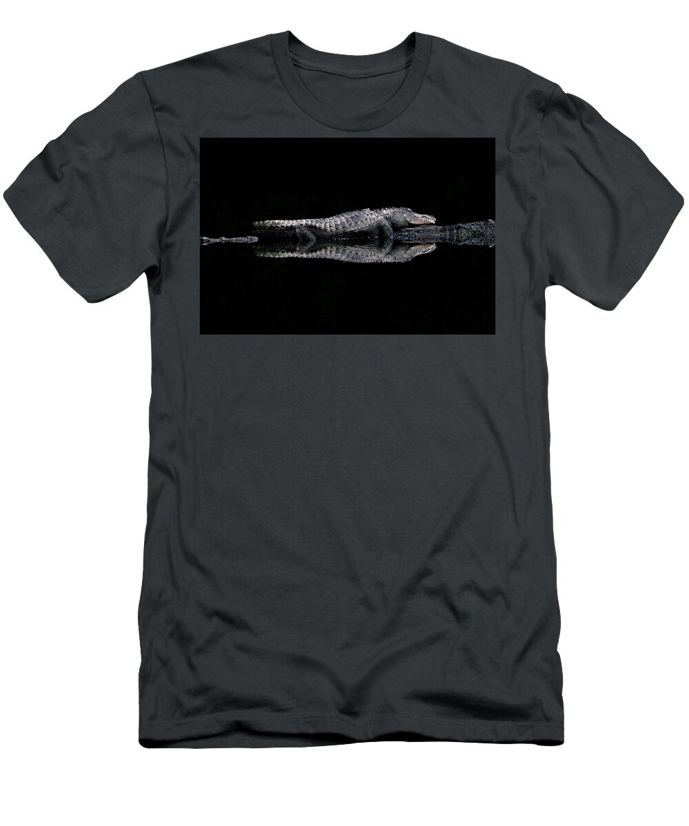 Alligator T-Shirt featuring the photograph Alligator Reflection by Sarah Lilja