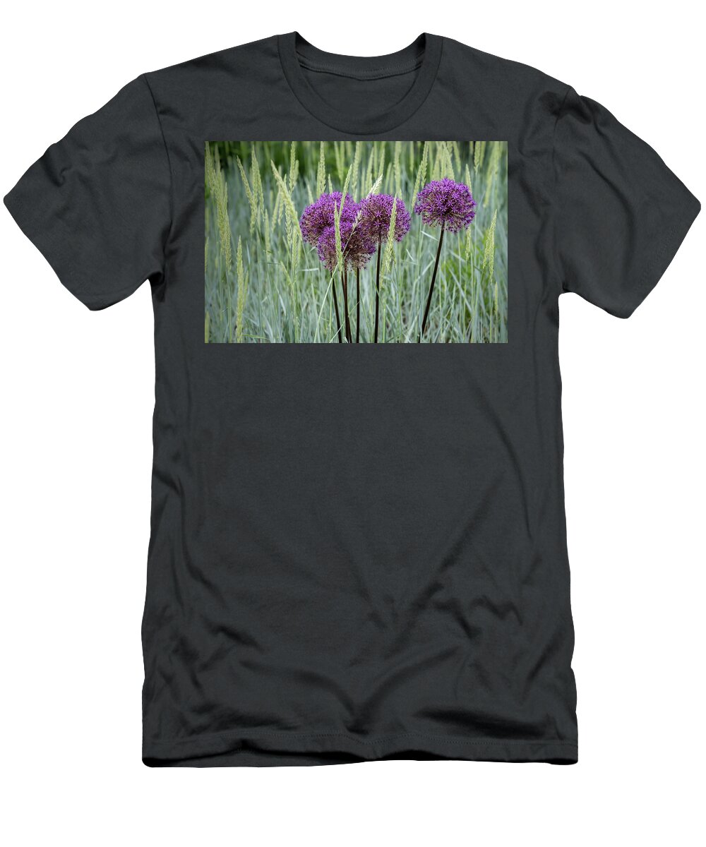 Dow Gardens T-Shirt featuring the photograph Allium in the Weeds by Robert Carter