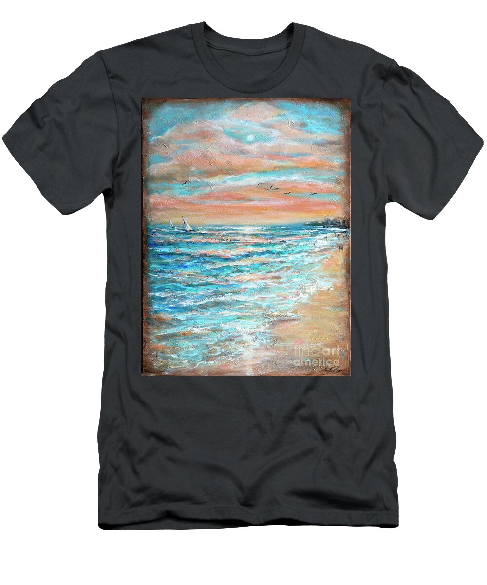 Underwater T-Shirt featuring the painting Along the Shore by Linda Olsen