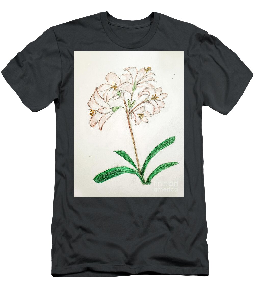 Beauty T-Shirt featuring the painting Amaryllis Lily by Margaret Welsh Willowsilk