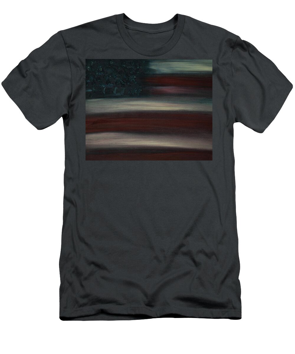 American Flag T-Shirt featuring the painting American Flag Oil Painting by Amelia Pearn