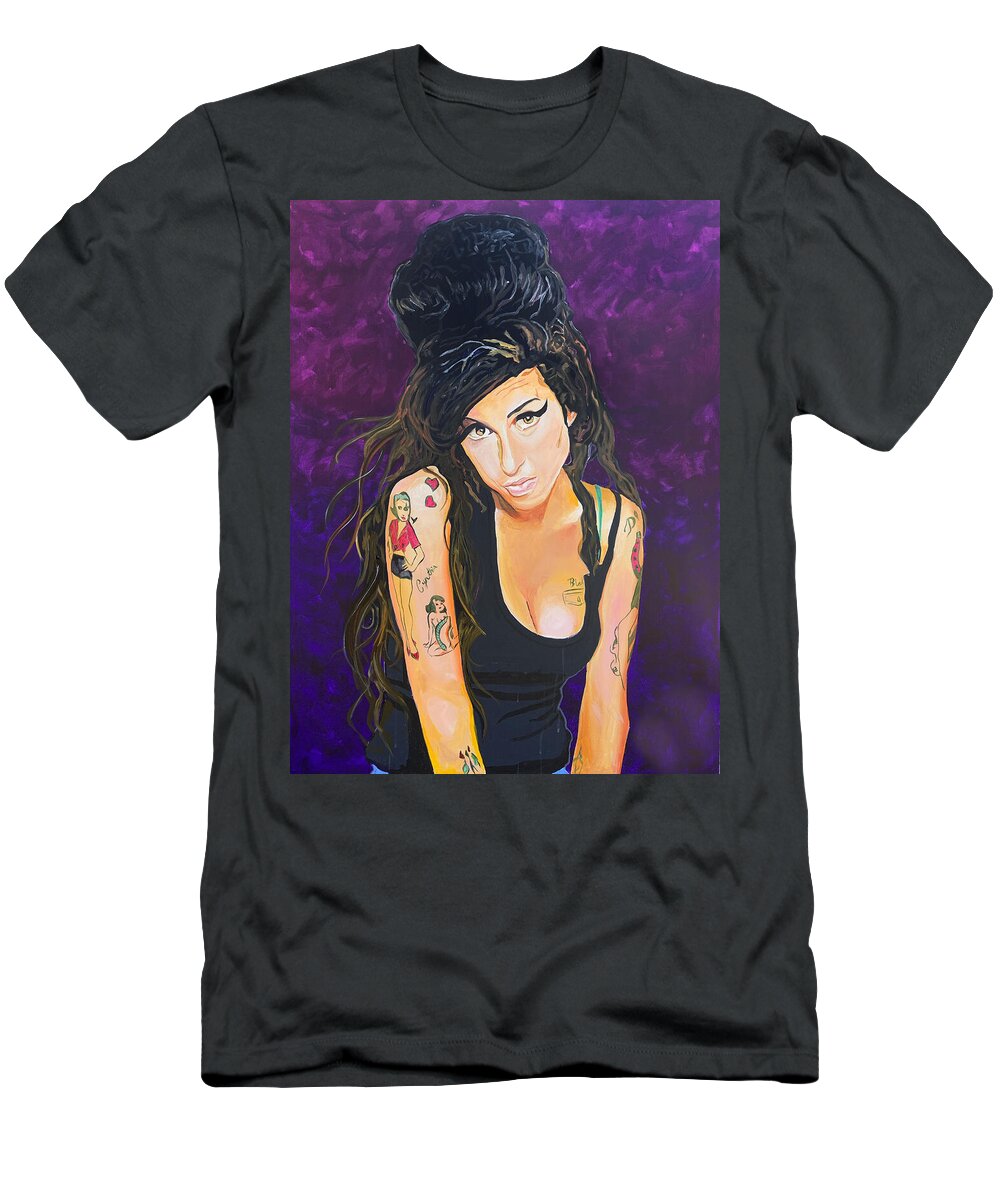 Amy Winehouse T-Shirt featuring the painting Amy Winehouse by Sergio Gutierrez