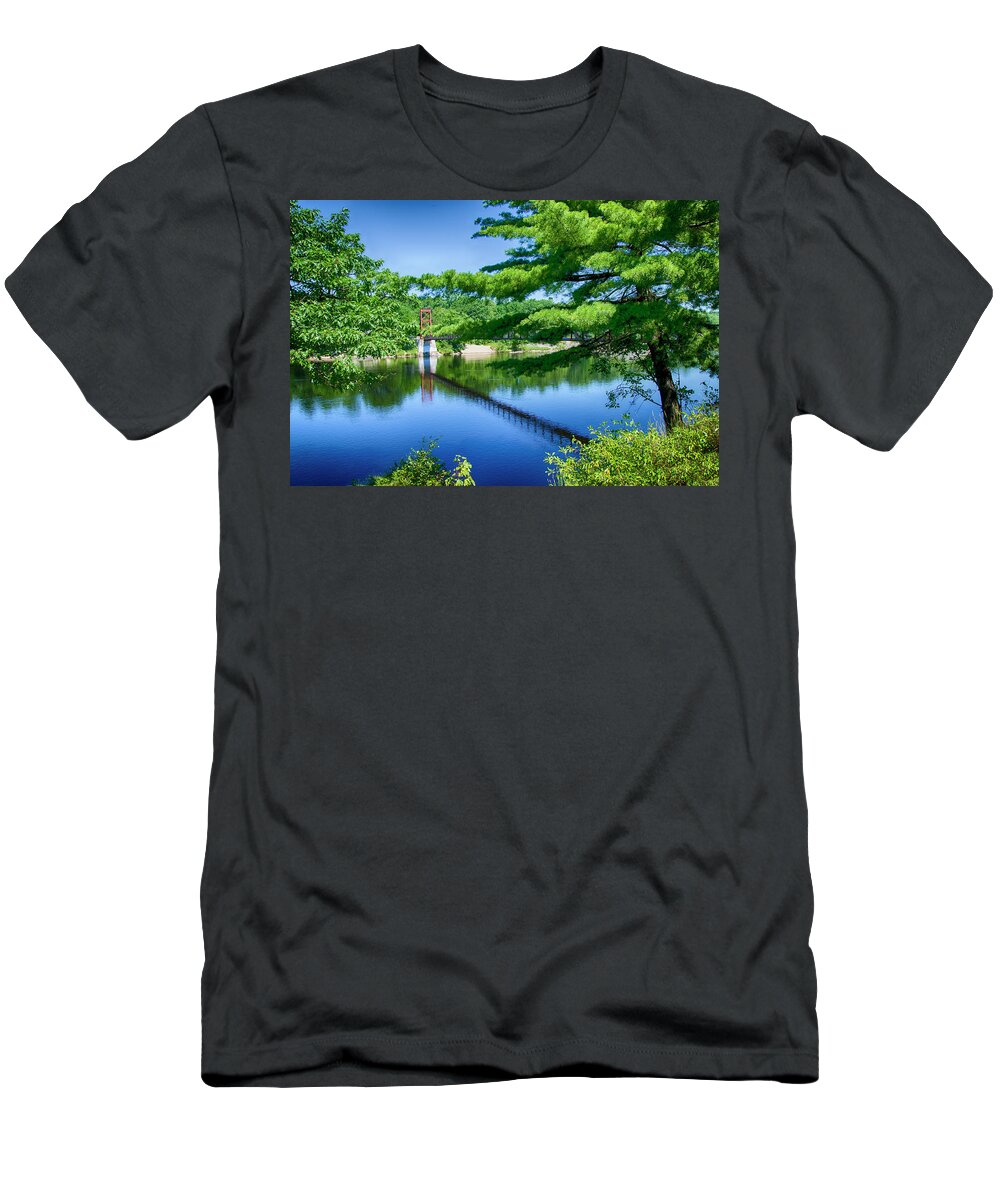 Androscoggin T-Shirt featuring the photograph Androscoggin Swing Bridge by Anthony M Davis