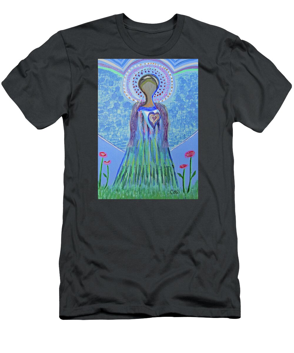 Angel T-Shirt featuring the painting Angel Lady by Corinne Carroll