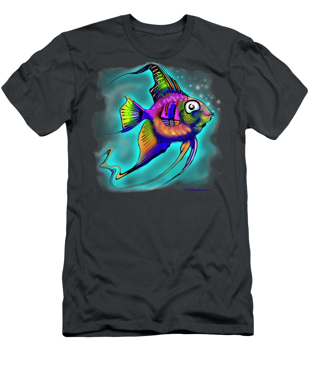 Angelfish T-Shirt featuring the painting Angelfish by Kevin Middleton