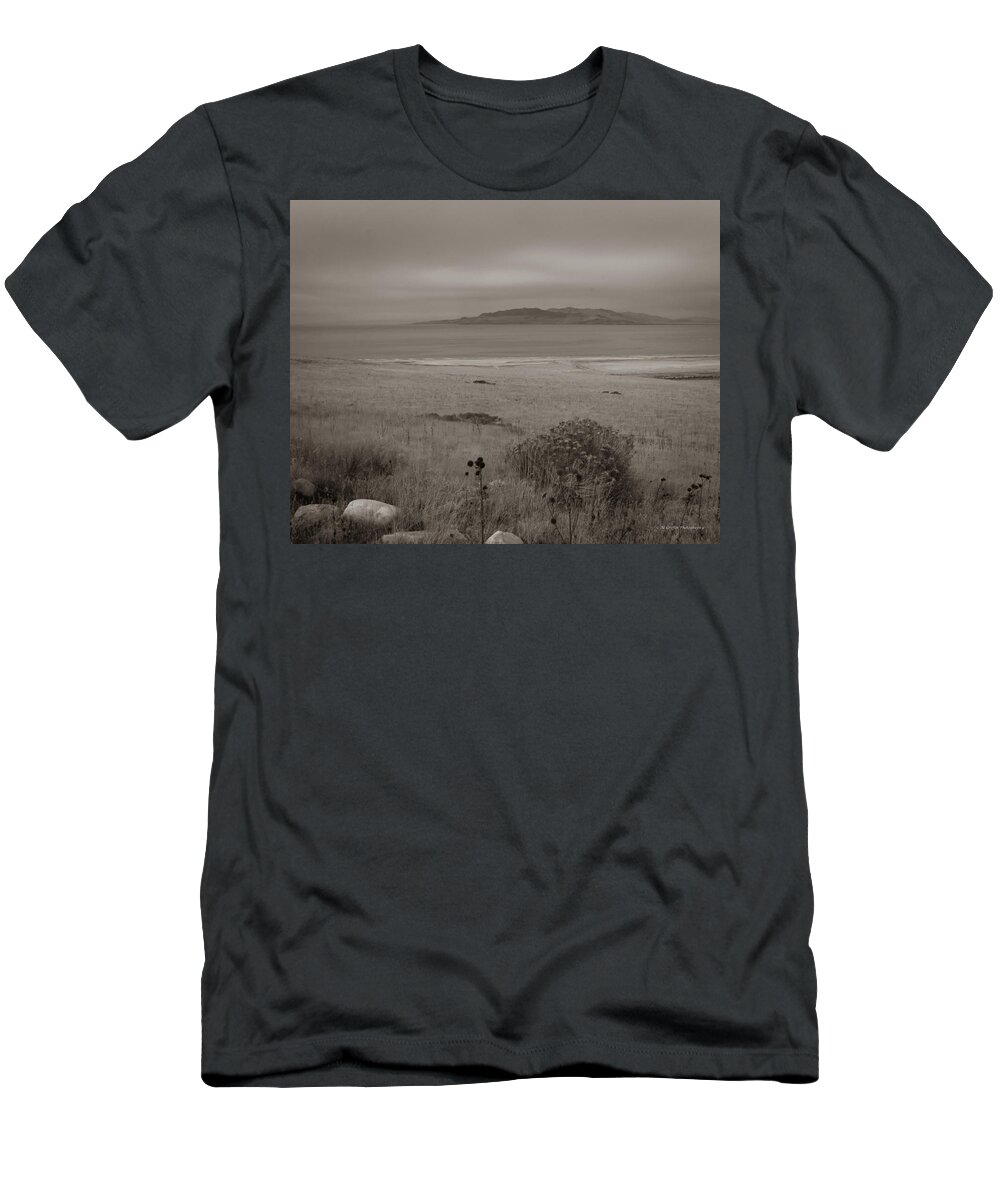 Antalope Island T-Shirt featuring the photograph Antelope Island in Sepia by Al Griffin