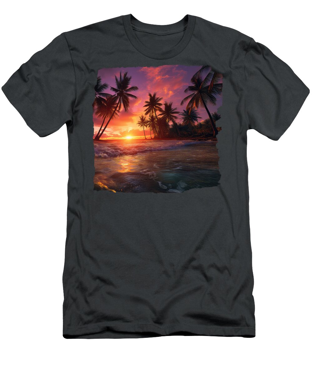Antigua T-Shirt featuring the digital art Antigua Island Sunset by Elisabeth Lucas