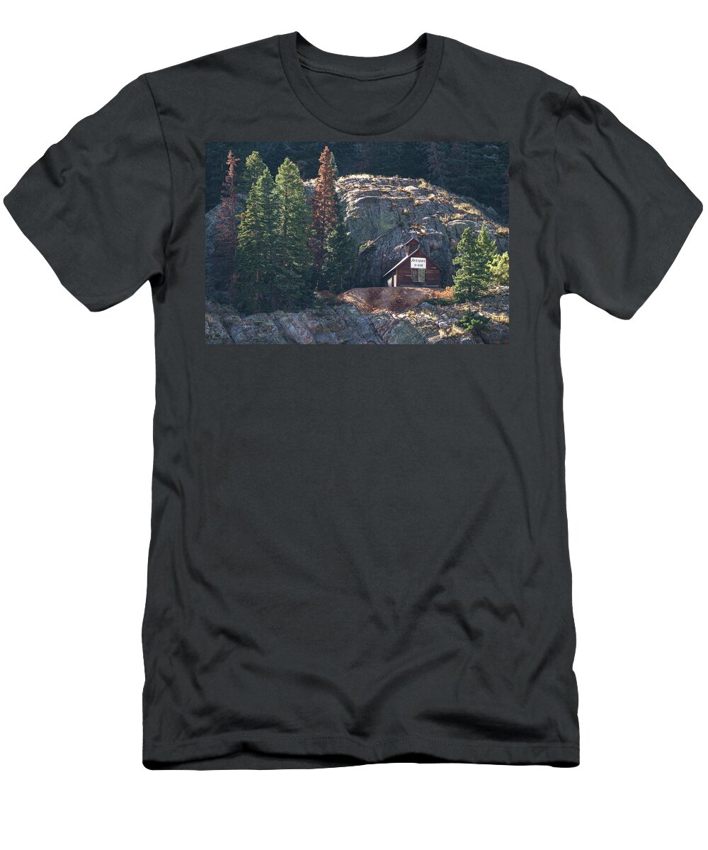 Antiques T-Shirt featuring the photograph Antique Store in the Colorado Rocky Mountains by Mary Lee Dereske