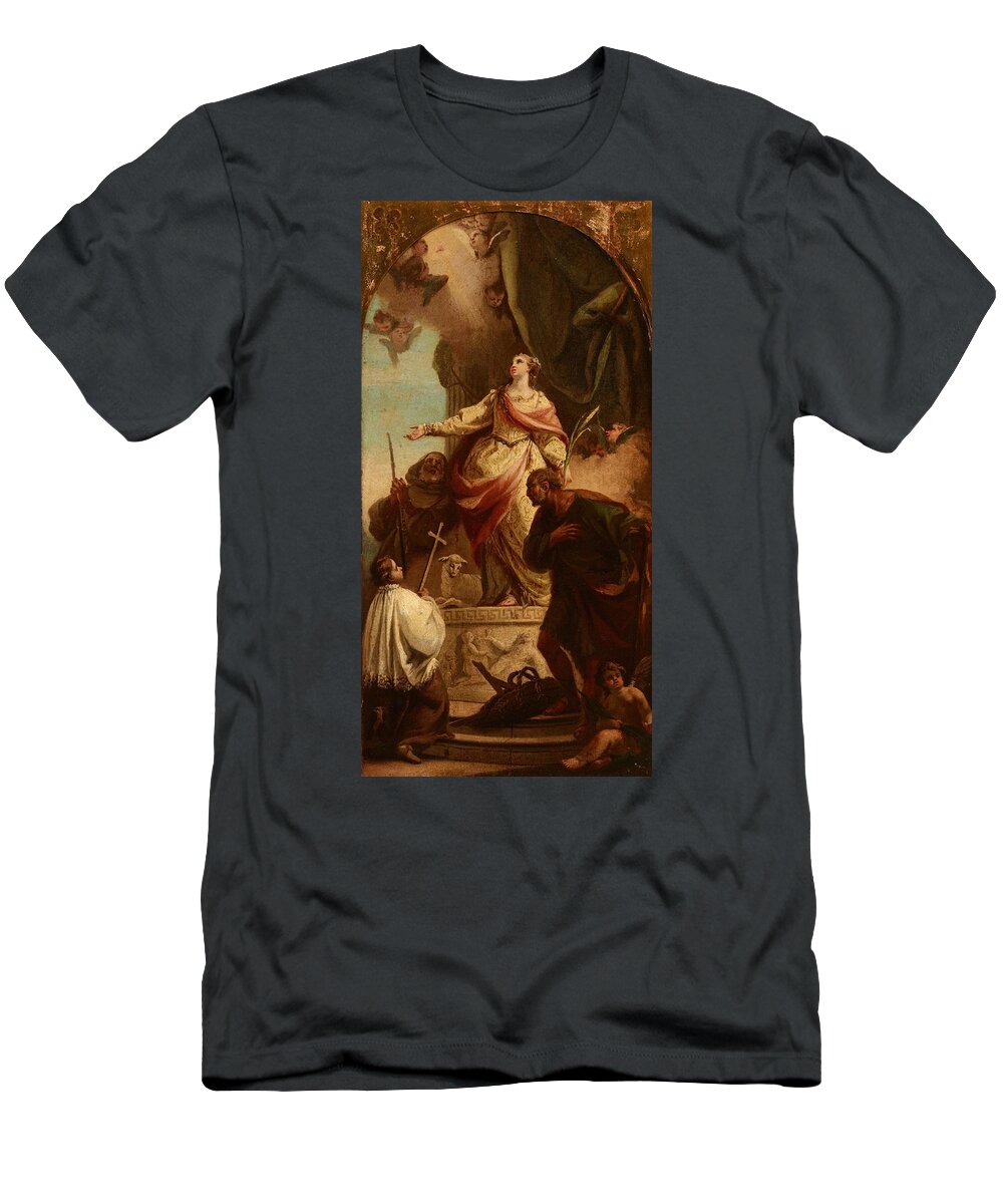 T-Shirt featuring the drawing Apotheosis of Saint Agnes by Anonymous