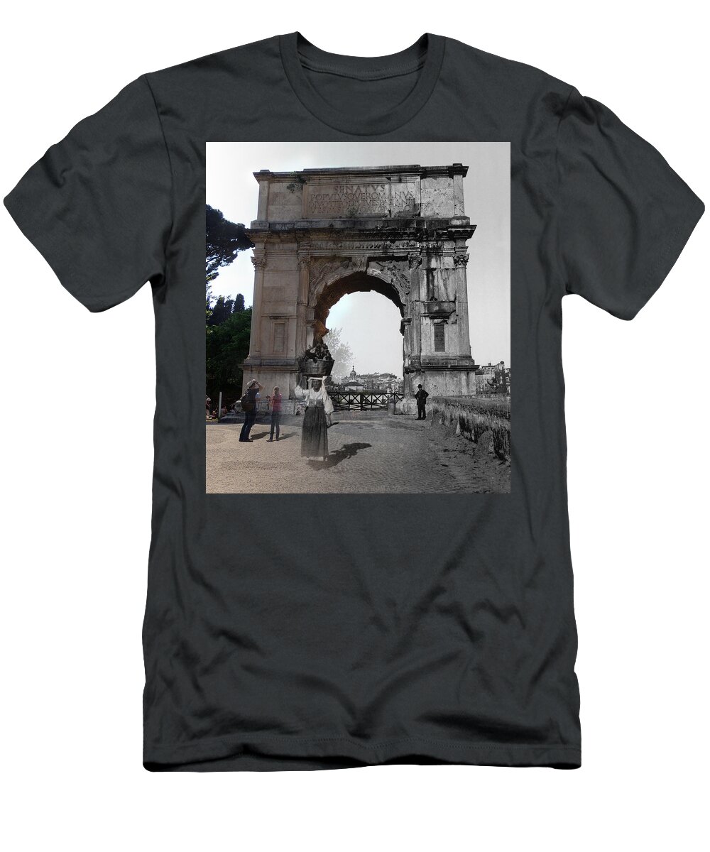 The Arch Of Titus T-Shirt featuring the photograph Arch of Titus, Old and New by Eric Nagy