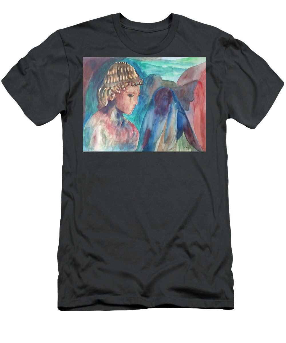 Sculpture T-Shirt featuring the painting Archaic Greek Youth by Enrico Garff