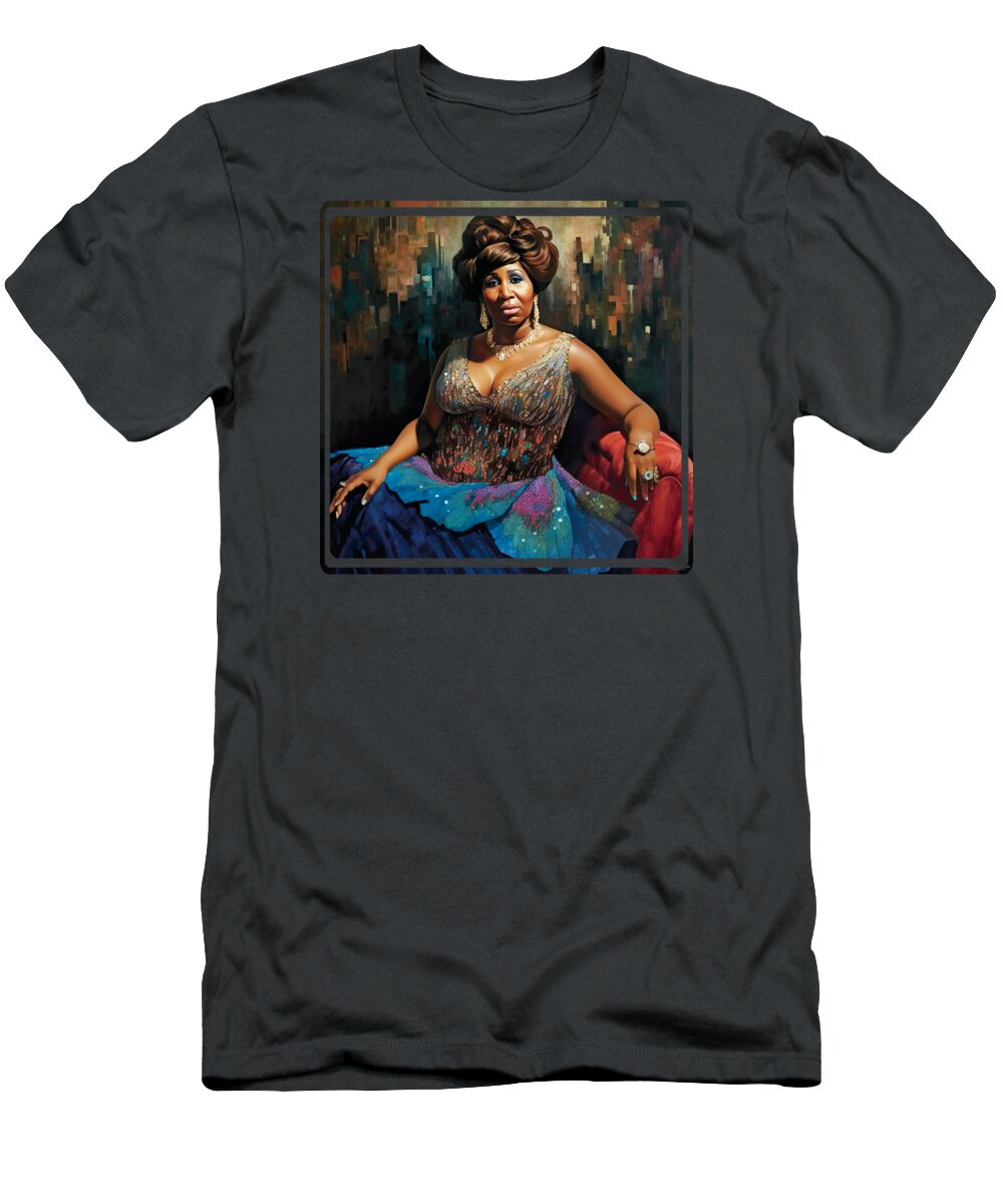 Aretha Franklin T-Shirt featuring the painting Aretha Franklin 3 by Mark Ashkenazi