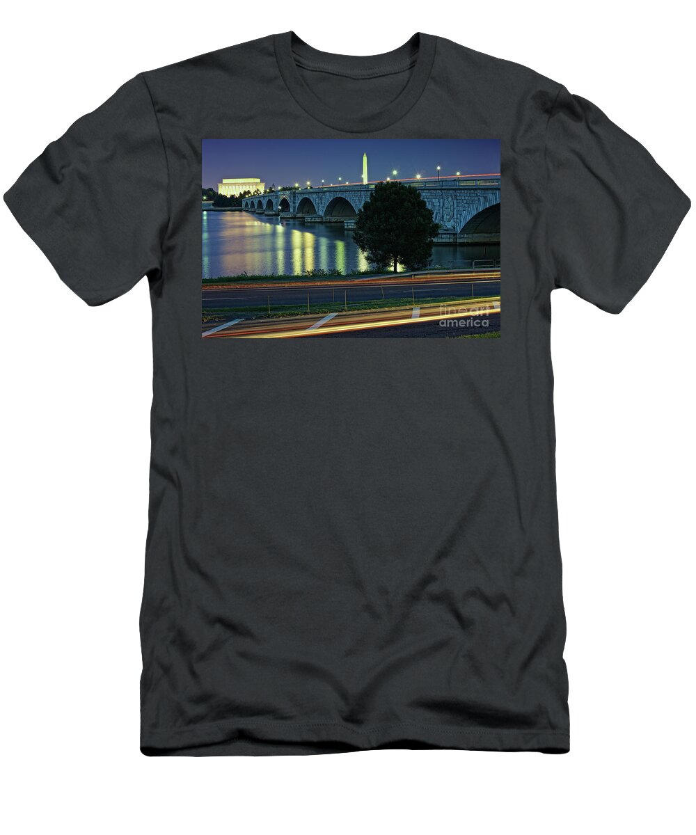 Arlington Bridge T-Shirt featuring the photograph Arlington Memorial Bridge at Dusk - Washington, D.C. by Sam Antonio