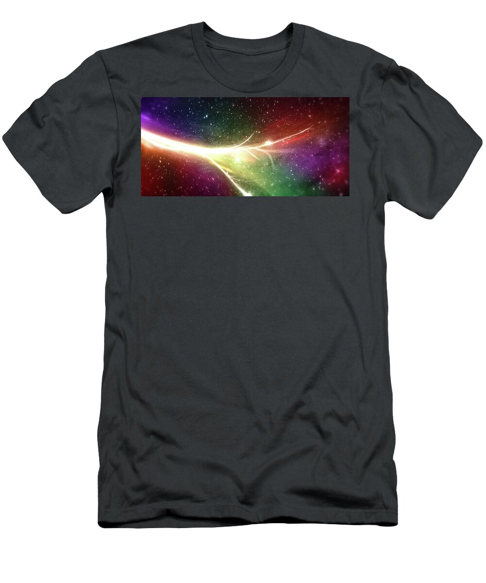 Galaxy T-Shirt featuring the digital art Art - A Tail of Galaxies by Matthias Zegveld