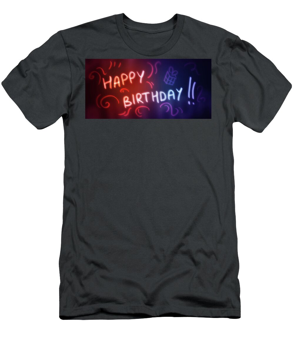 Birthday T-Shirt featuring the digital art Art - Happy Birthday by Matthias Zegveld