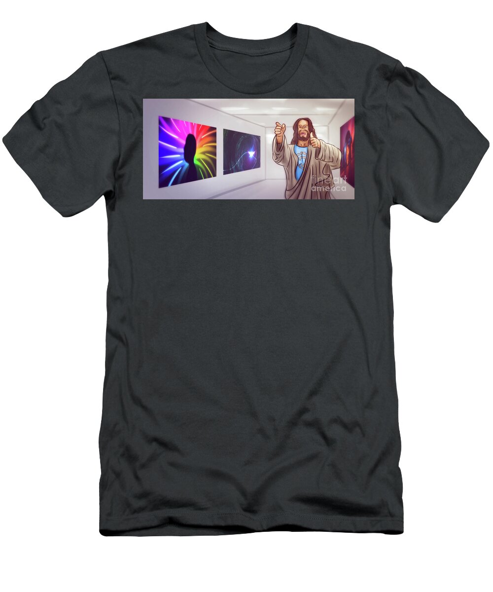 Buddy Jesus T-Shirt featuring the digital art Art - Jesus at the Museum by Matthias Zegveld