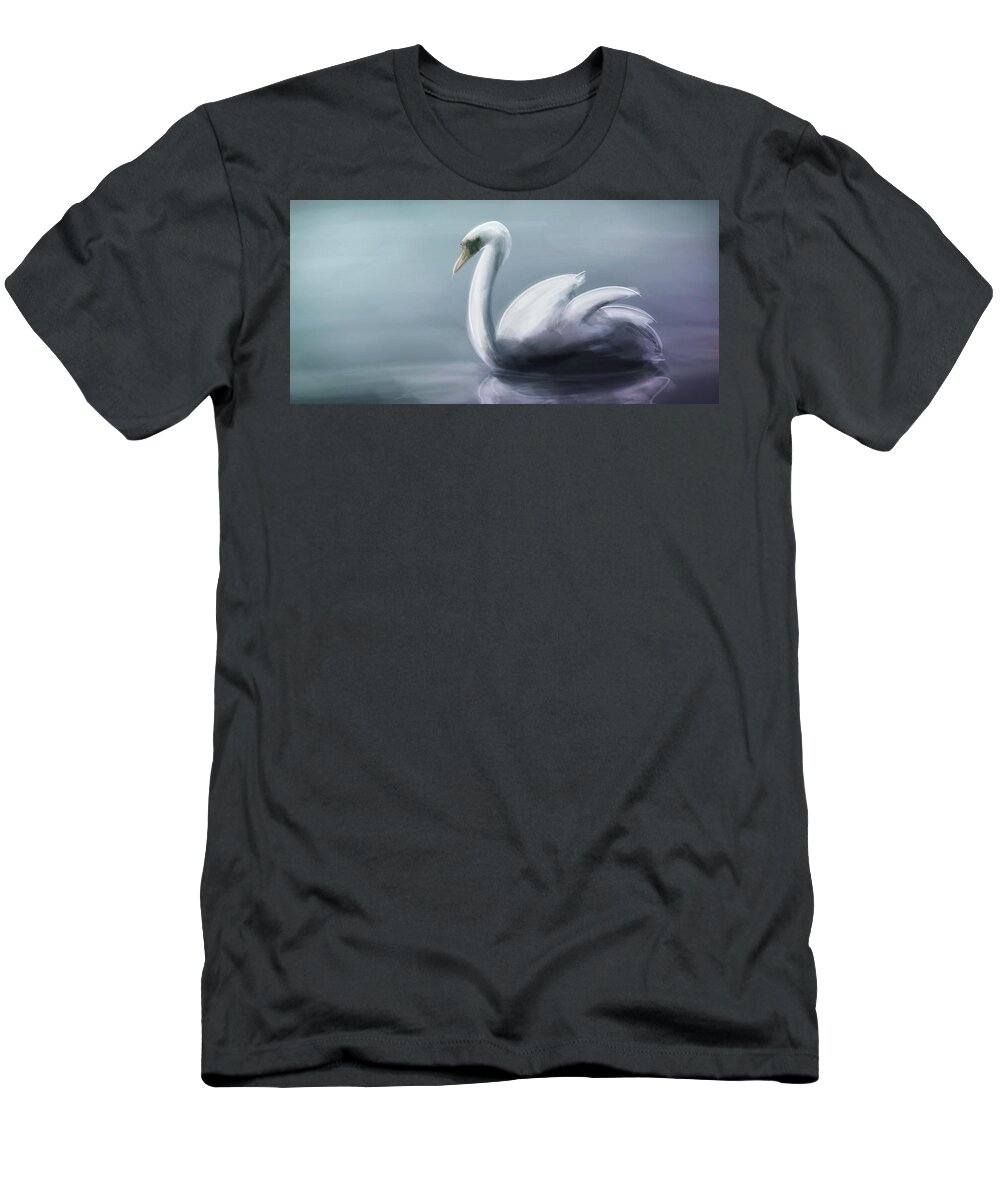 Swan T-Shirt featuring the digital art Art - The Swan by Matthias Zegveld