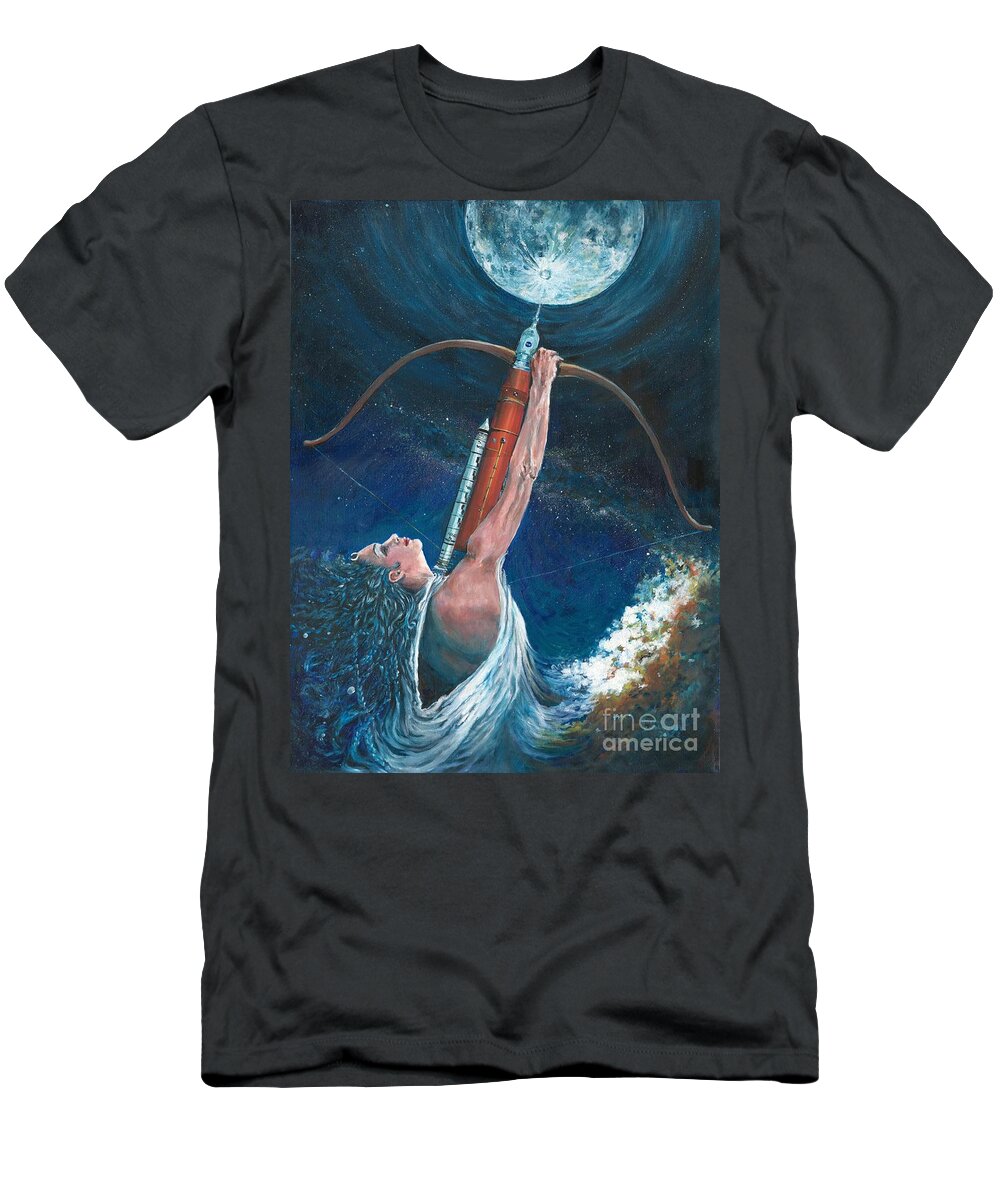 Artemis T-Shirt featuring the painting Artemis by Merana Cadorette