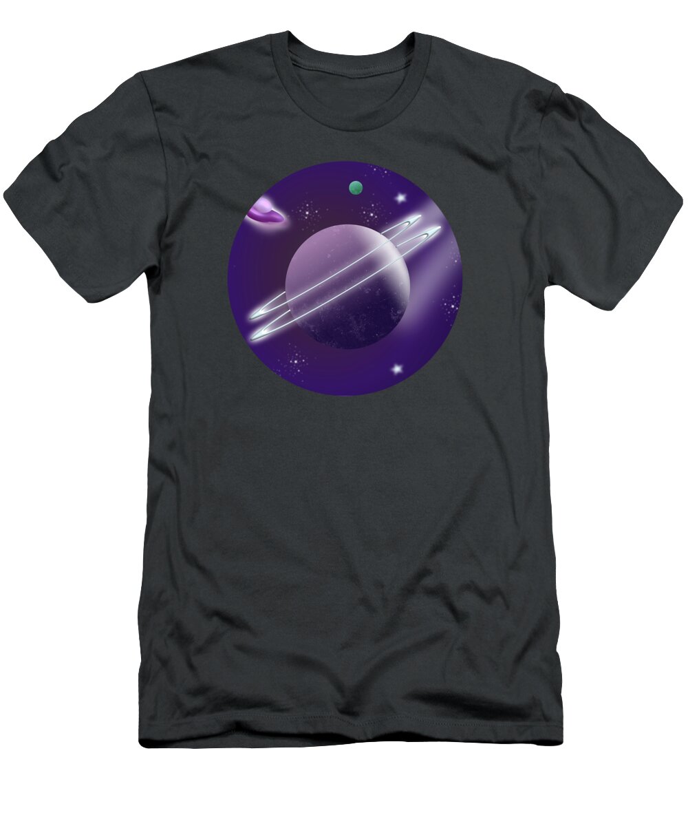 Spaceship T-Shirt featuring the digital art Planets and Galaxies Space Travel by Barefoot Bodeez Art