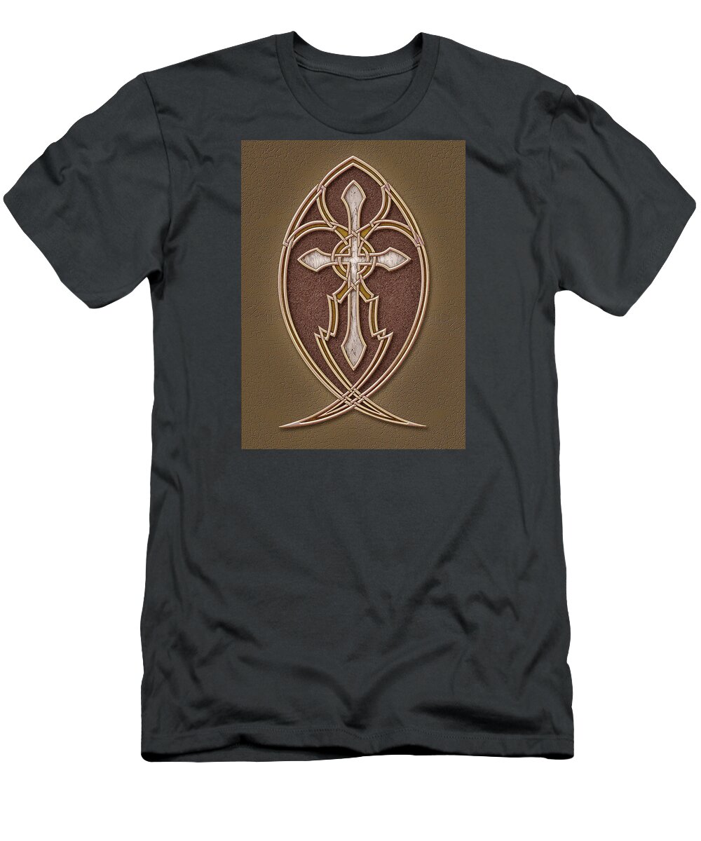 Christian Art T-Shirt featuring the mixed media Christian Cross 2 by Kurt Wenner