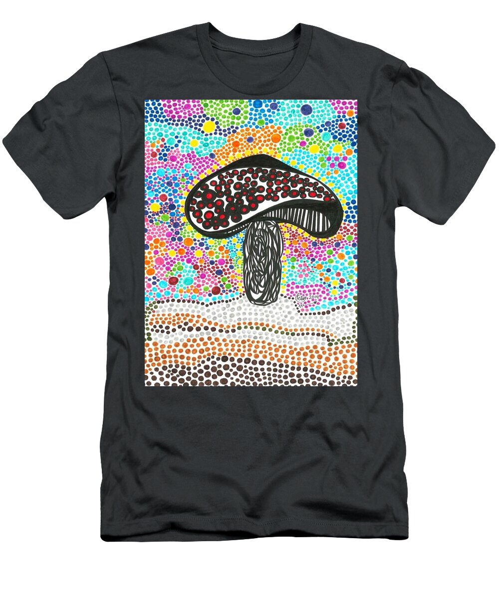 Mushroom T-Shirt featuring the mixed media Fungi Wungi by Peter Johnstone