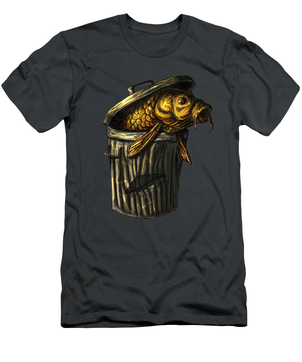 Carp T-Shirt featuring the digital art Trash Fish by David Burgess