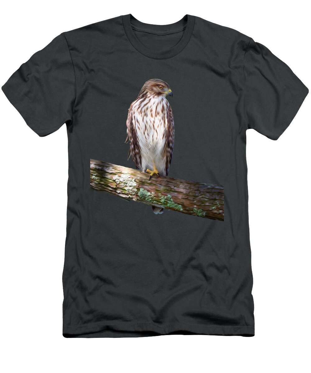 Red Shouldered Hawk T-Shirt featuring the photograph The Watchful Hawk by Mark Andrew Thomas