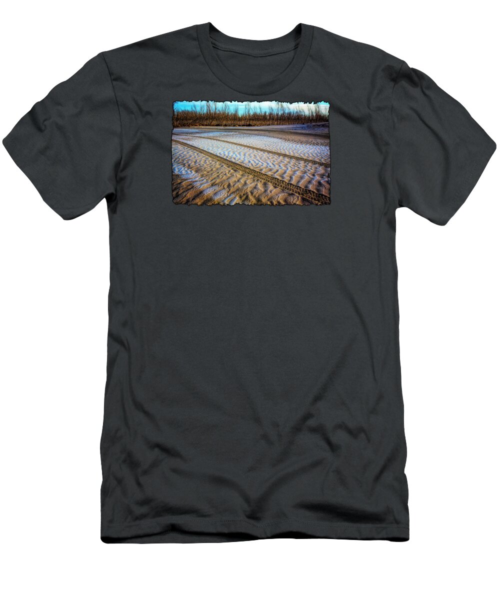 2013-02-17 T-Shirt featuring the photograph Frosty Beach Tracks by Bill Kesler