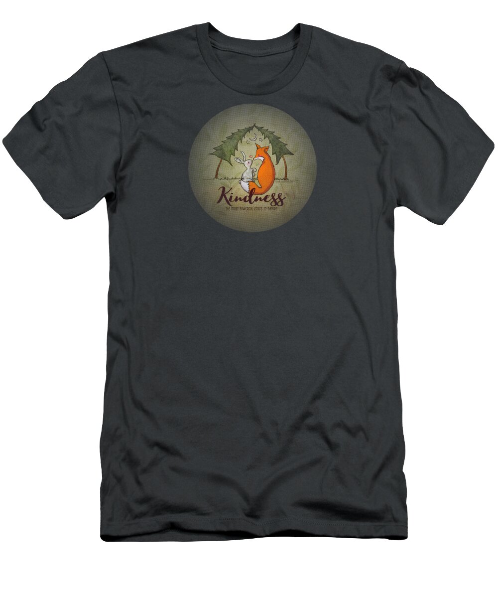 Kindness T-Shirt featuring the digital art Kindness Fox and Bunny by Laura Ostrowski