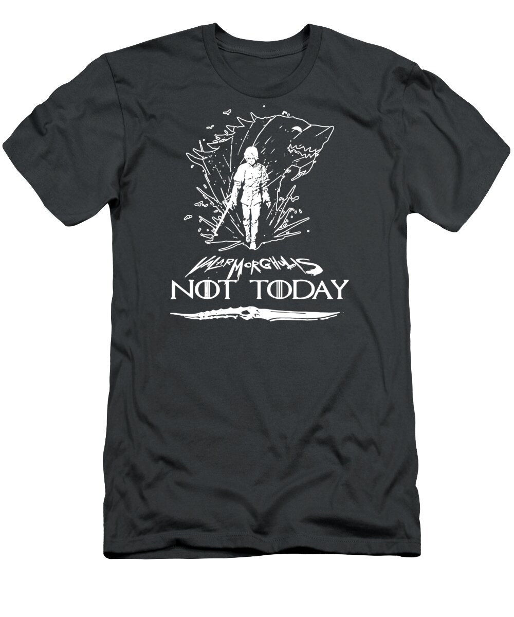 Arya Stark T-Shirt featuring the drawing Arya Stark Got Game Not Today by Su Tejo