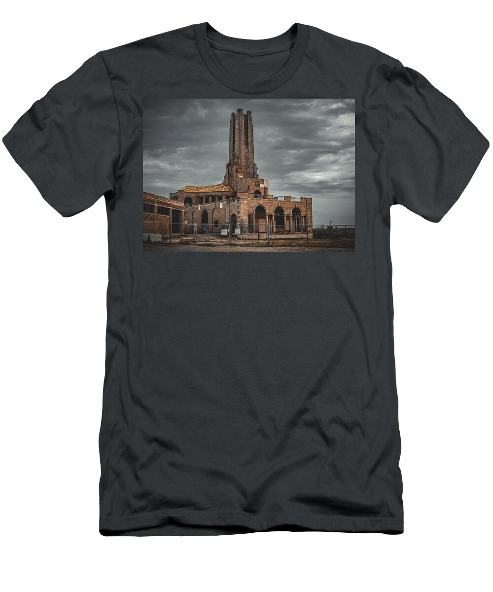 Nj Shore Photography T-Shirt featuring the photograph Asbury Park Steam Power Plant by Steve Stanger