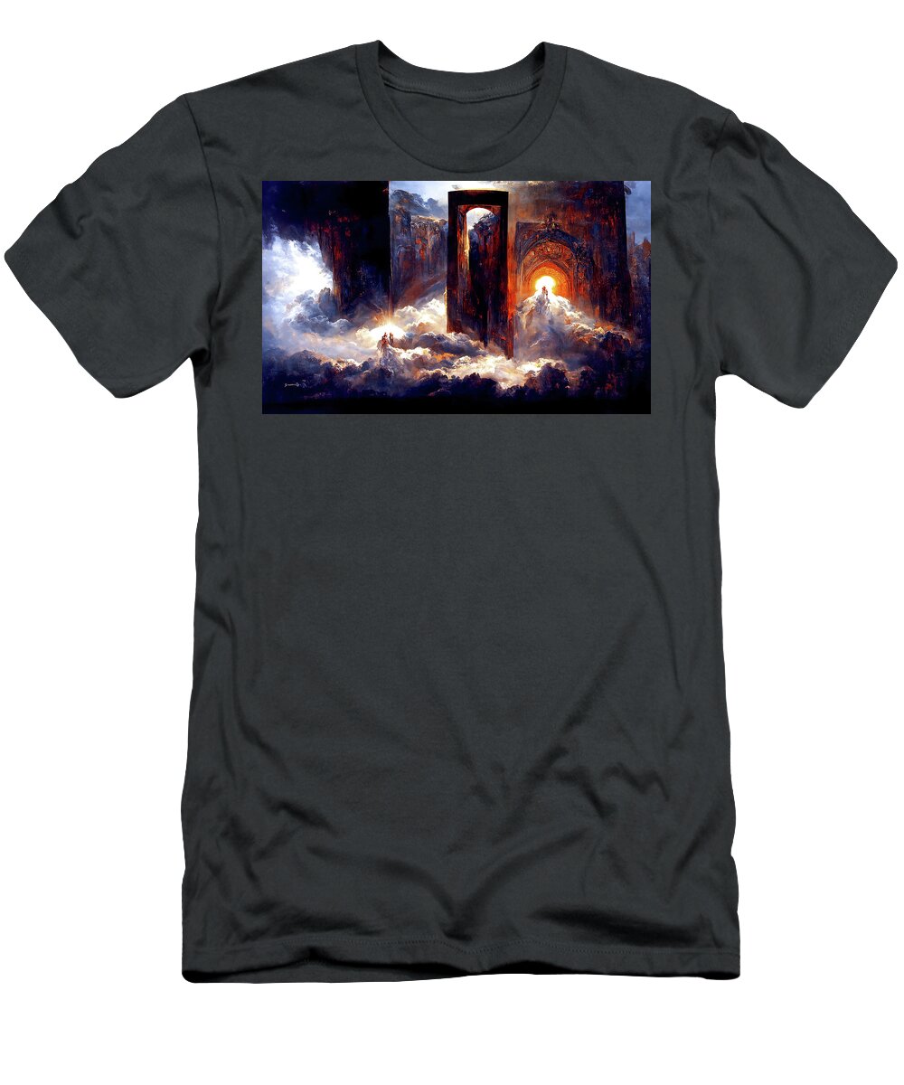 Heaven T-Shirt featuring the painting Ascending to the Gates of Heaven, 02 by AM FineArtPrints