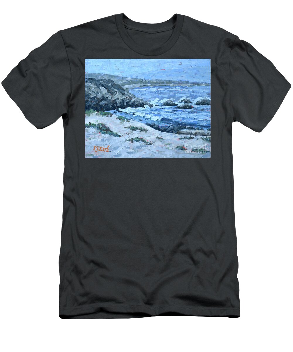 Monterey T-Shirt featuring the painting Asilomar Wave by PJ Kirk