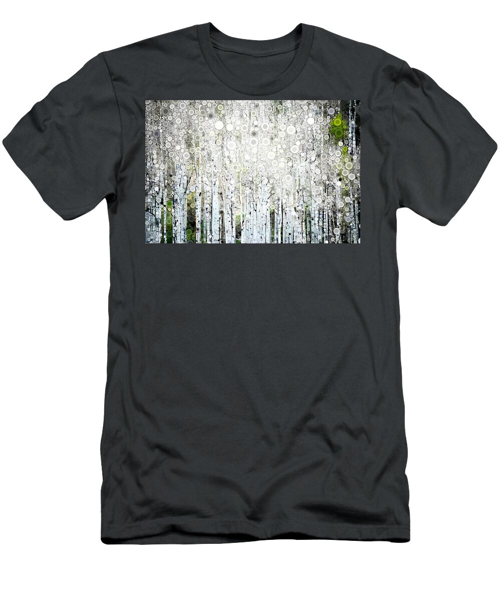 Aspen T-Shirt featuring the digital art Aspens in the Spring by Linda Bailey
