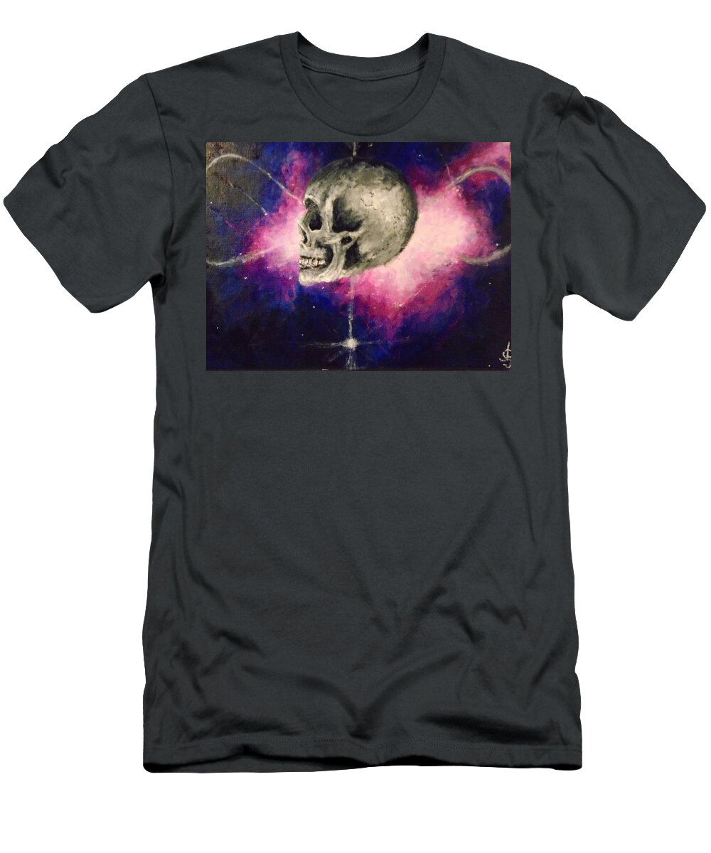 Skull T-Shirt featuring the painting Astral Projections by Jen Shearer
