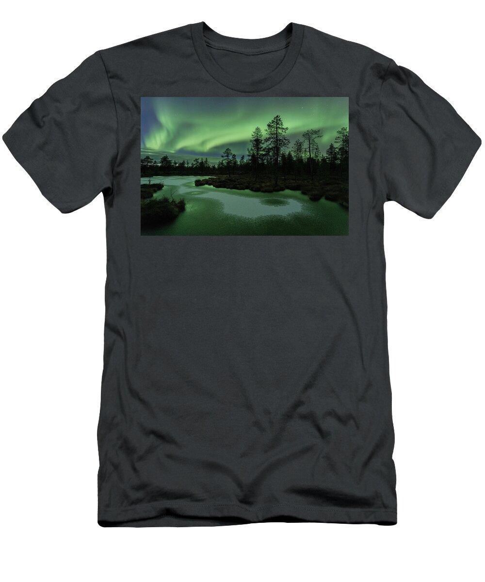 Finland T-Shirt featuring the photograph Auroras served with powdered sugar by Thomas Kast