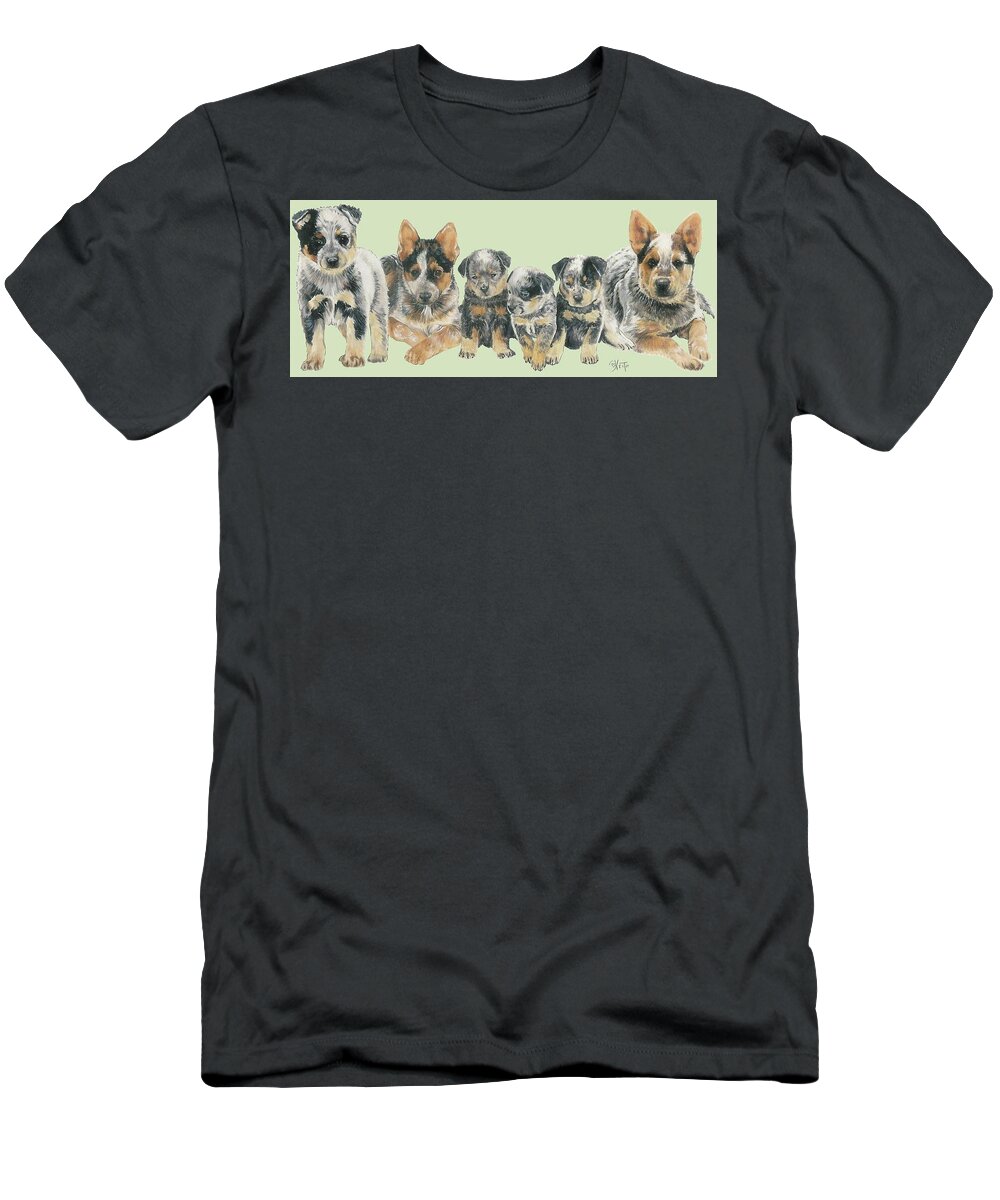 Herding Group T-Shirt featuring the mixed media Australian Cattle Dog Puppies by Barbara Keith