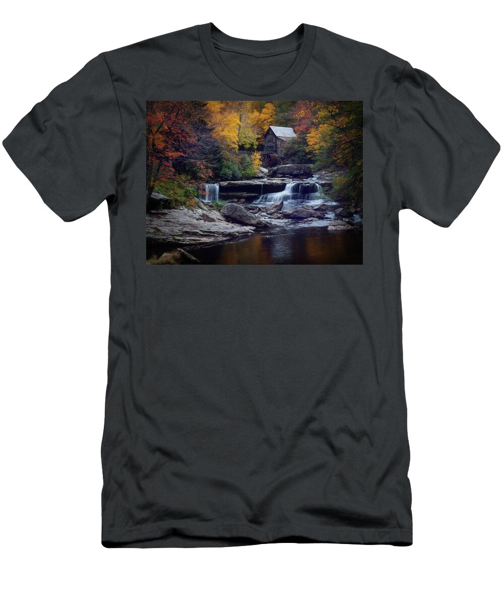 Autumn T-Shirt featuring the photograph Autumn at the Mill by Jaki Miller