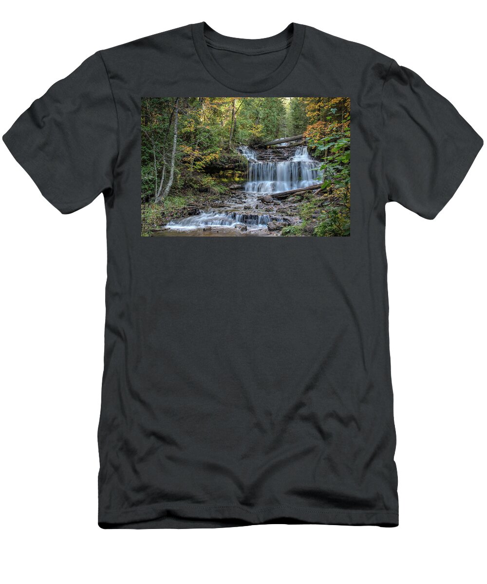 Usa T-Shirt featuring the photograph Autumn at Wagner Falls by Robert Carter